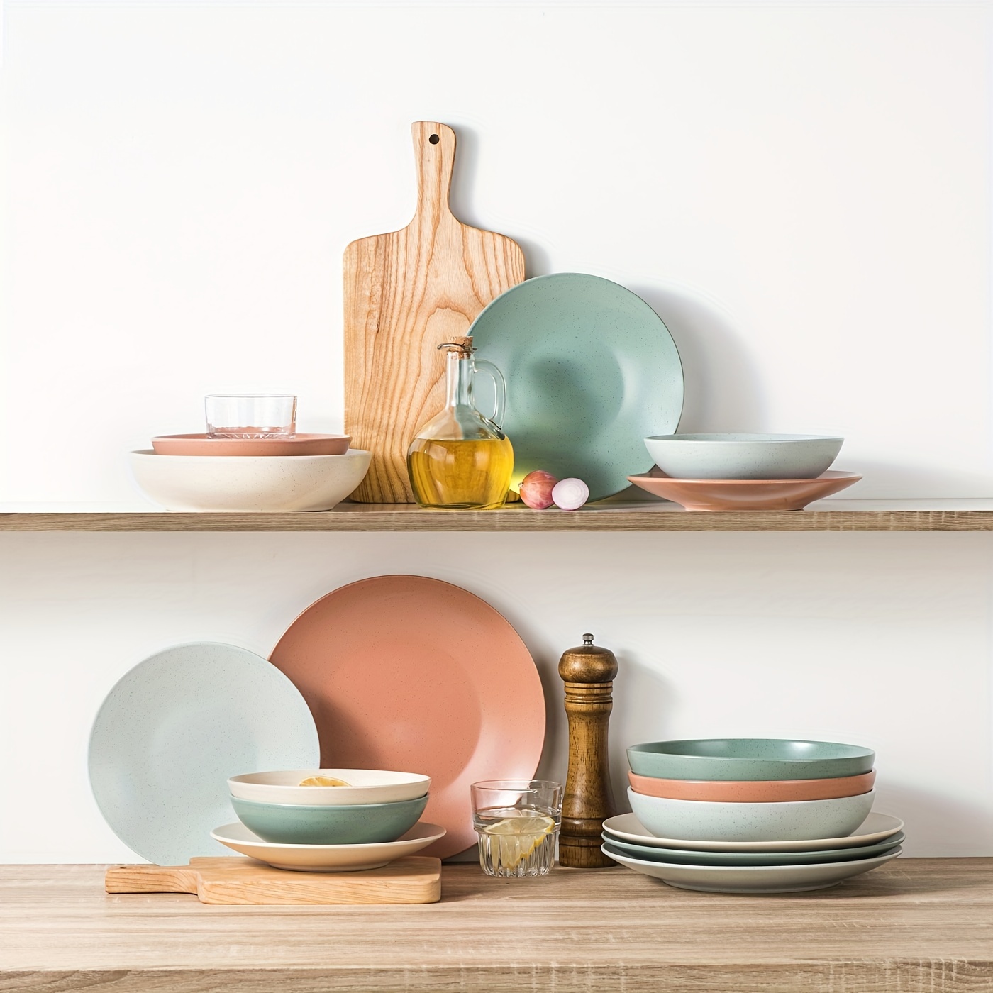 dinnerware sets 16 pieces stoneware round plates bowls set Temu