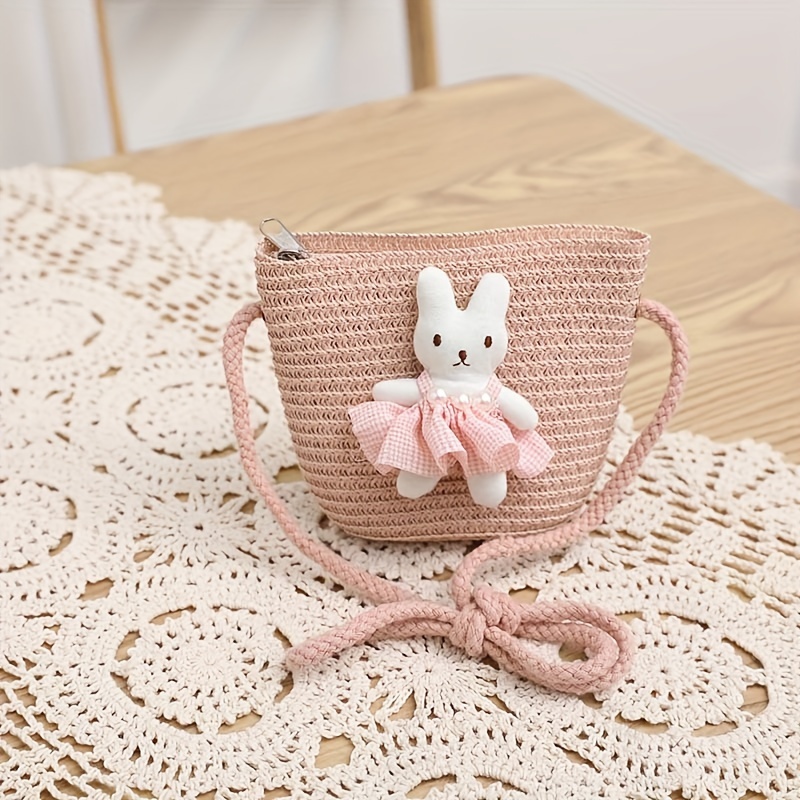 2pcs set girls adorable rabbit cartoon design sun hat bag suitable for daily and beach outings
