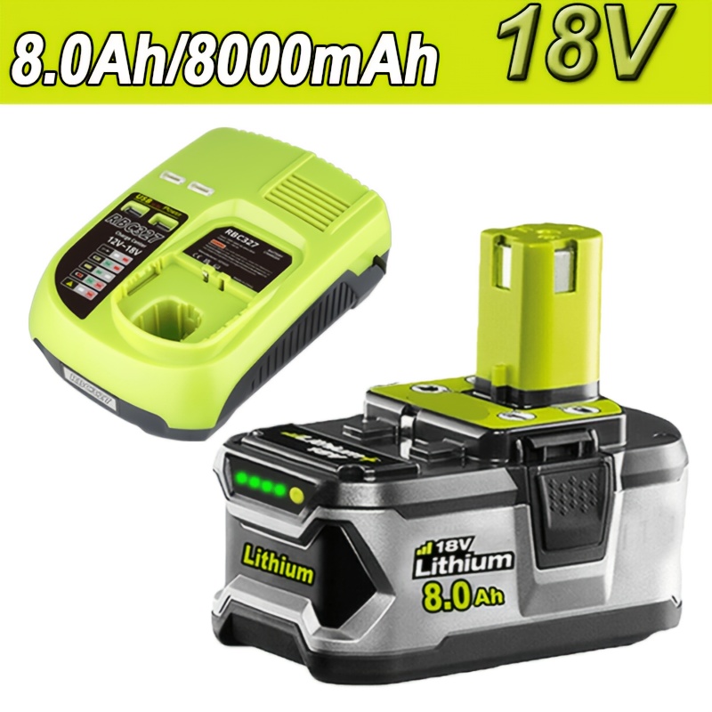 TEMU 1 Pack 8000mah Rbl1810 Battery Replacement For Ryobi 18v Battery Lithium Ion P189 P109 P107 P105 P104 P108 P122 And P117 Compatible With For