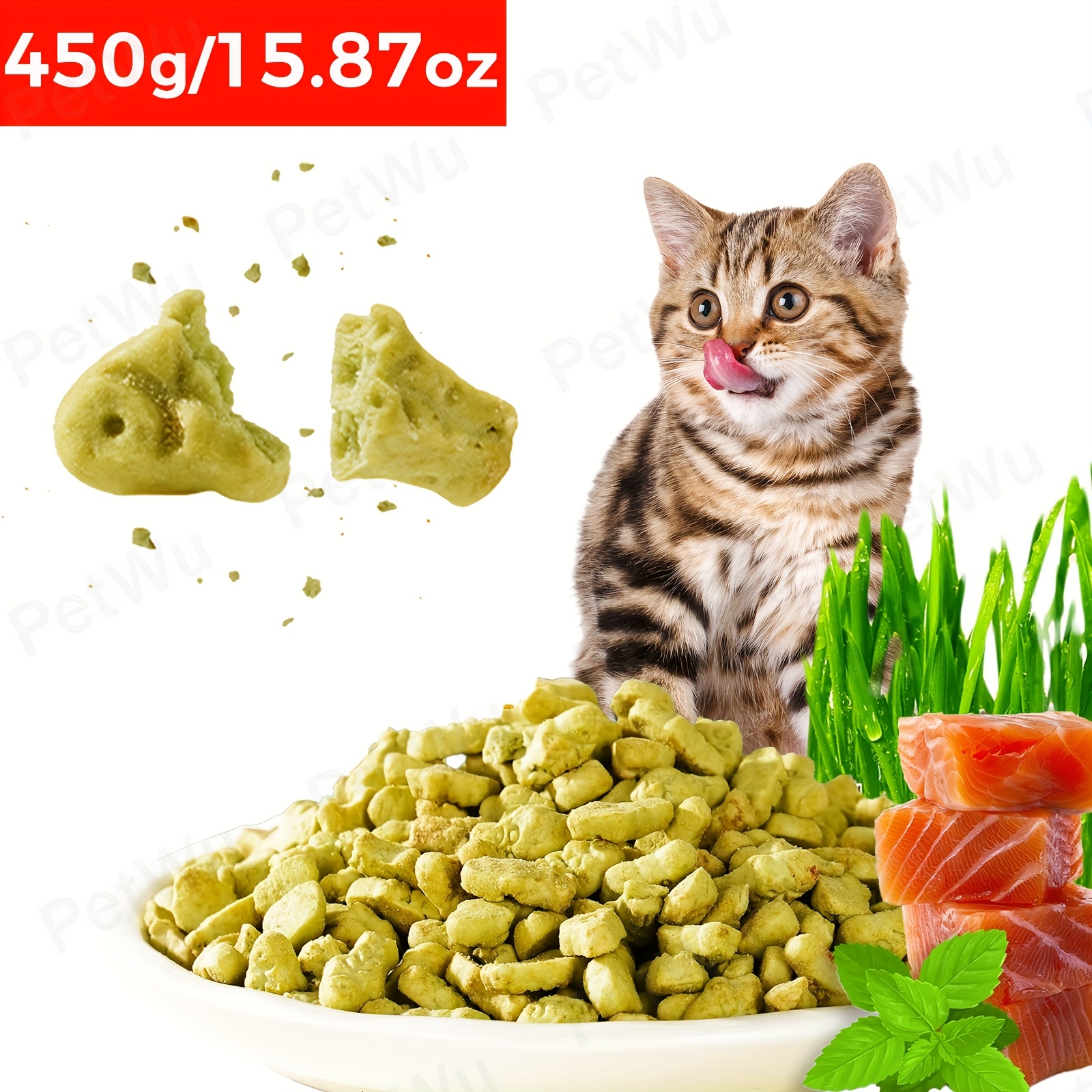 15.9oz/ 10.6oz/ 5.3oz Fish Oil Cat Treats Snack Kittens & Adult , Crunchy Small Fish Biscuits For Support, Yummy Pet Cat Food Snacks