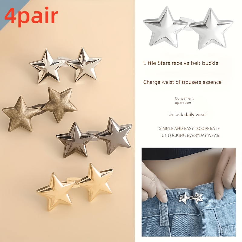 Image of 1/4 Pair Belt Buckles, Removable No-pin Jeans Belt Buckles - Waist Reduction Tool - Seamless Waist Adjustment - Easily Improve Waist Size