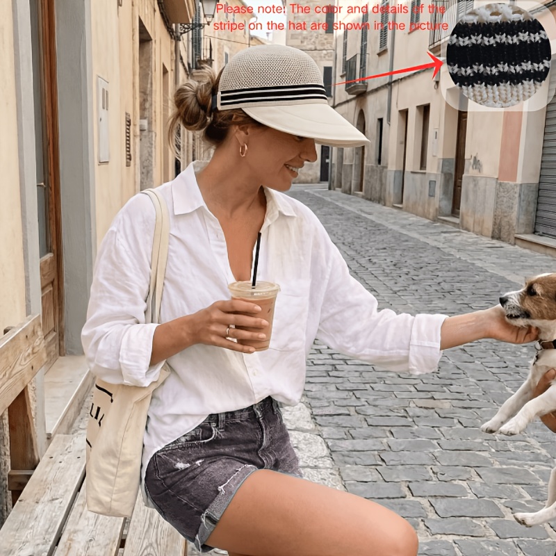 Image of 1pc Lightweight Breathable Hollow-out Bucket Hat With Ponytail Hole - Adjustable Outdoor Suitable For Hiking, Beach, Travel, Gym, Spring/summer, Teacher Gifts, Back-to-school, Graduation