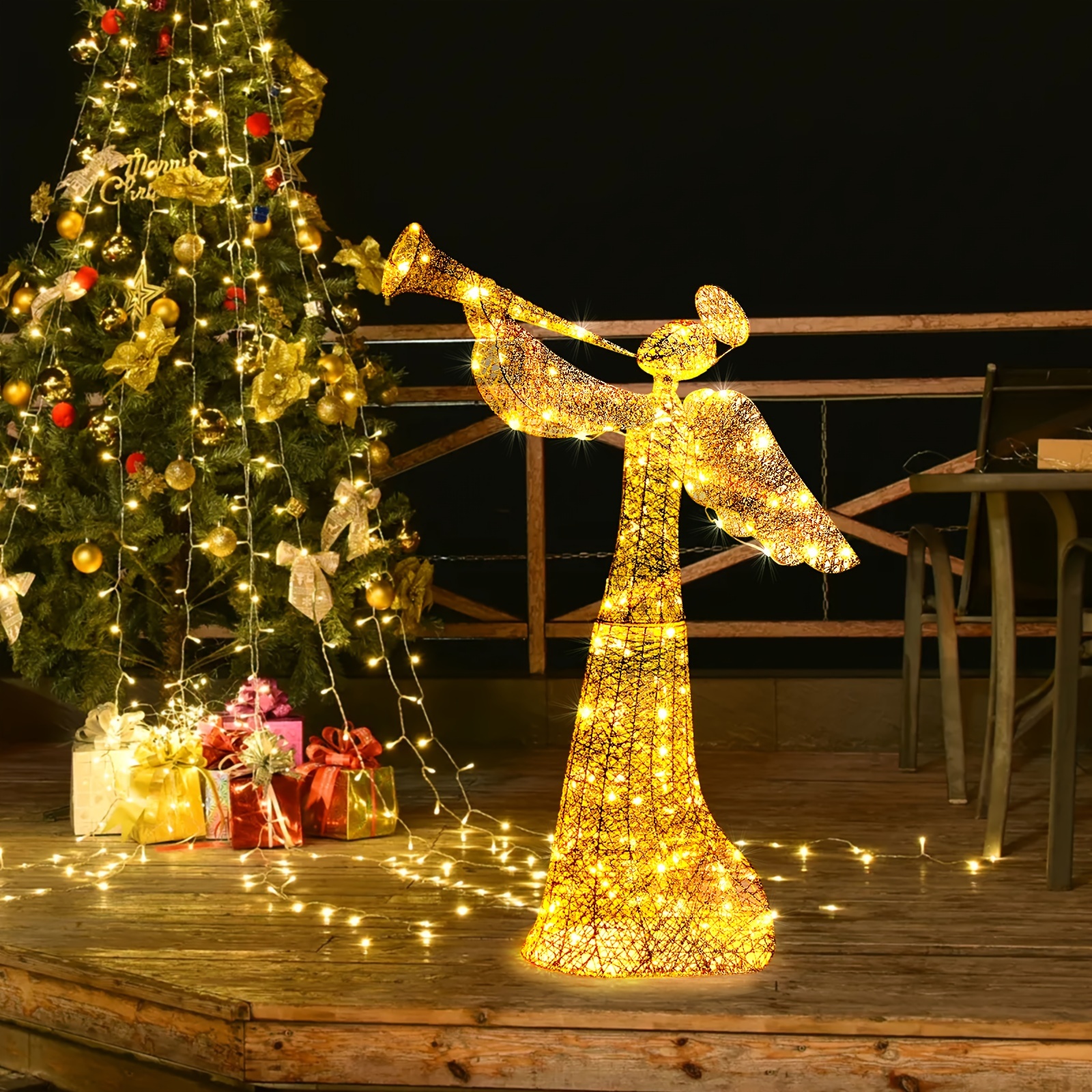 

4ft Angel Garden Light - 130 Led Warm White, Usb Powered, Steel Construction For Indoor/outdoor Use, Christmas & Decor