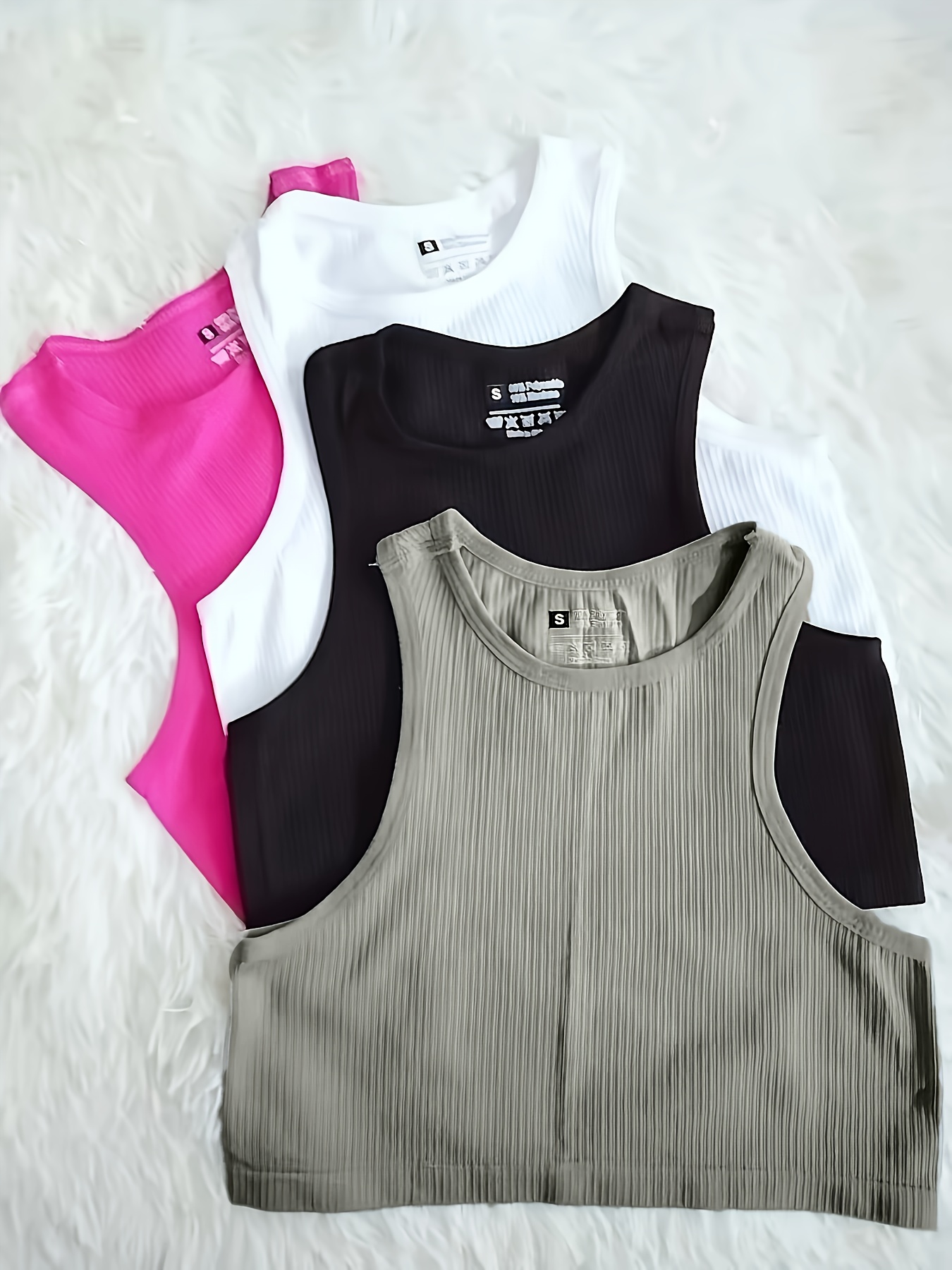 4pcs womens sleeveless sports tank tops solid color loose Temu