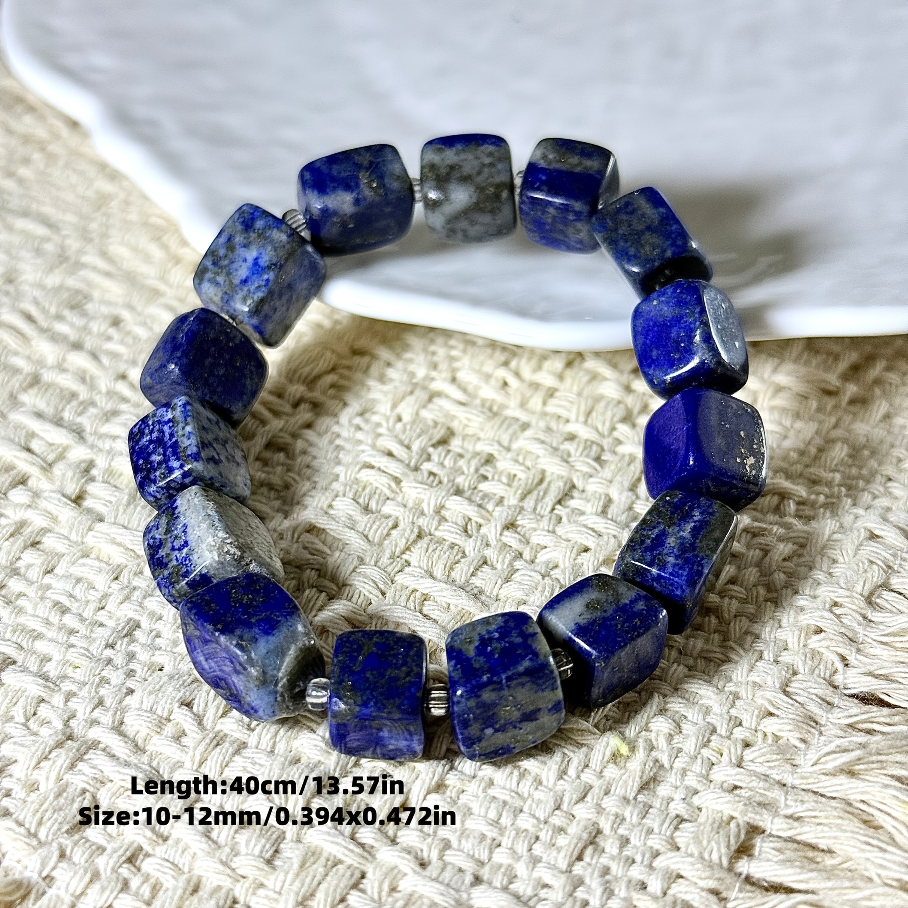 Natural Lapis Lazuli Square Bead Bracelet, Bohemian Style