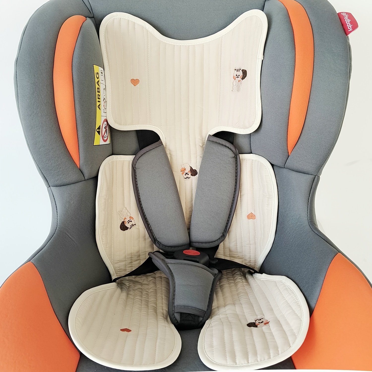 1pc Of Soft, Breathable Embroidered Child Seat Cushion, Suitable For , Machine Washable
