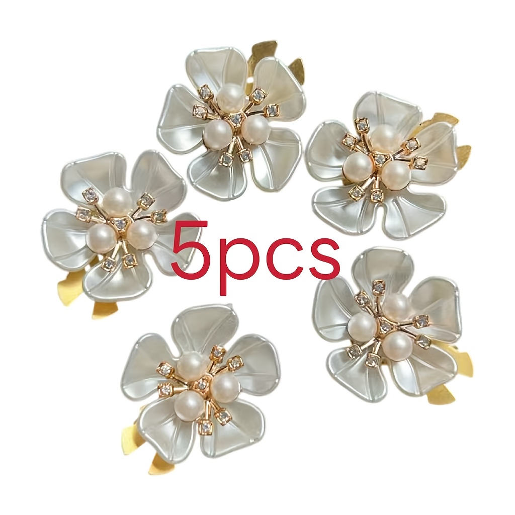 TEMU Juego de 4/5 piezas, Cubiertas decorativas para botones de camisa, Accesorios de botones de moda, Elegante decoración floral para vestidos de