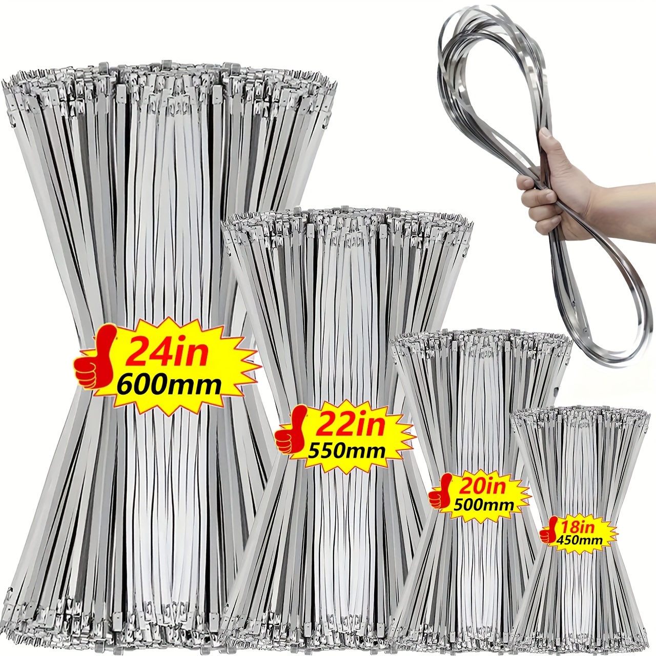 120 Líneas de Acero 304 Acero Inoxidable de Alta Resistencia Multiusos Autoensamblantes Adecuadas para Mecánica, Vehículos, Granjas, Tubos, Techos, Cables y Enlaces al Aire Libre
