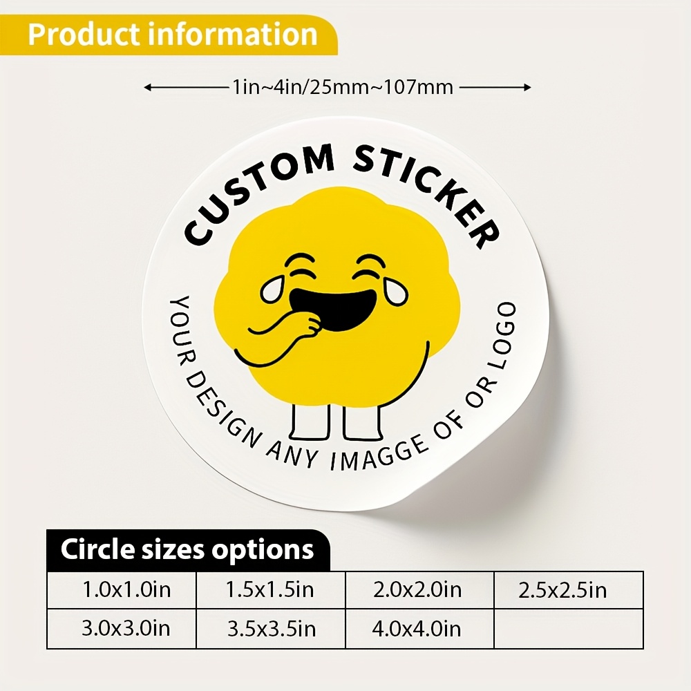 TEMU Custom Round Circle Stickers & Labels, Self-adhesive, Art Paper With Glossy , Personalized Your Business Logo, Package Boxes, Festival