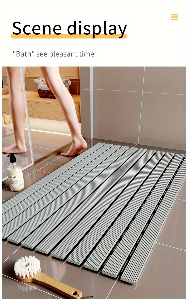 1pc of   brand christmas pvc anti slip bathroom mat bathroom mat with rubber backing and drainage holes soft shower mat suitable for bathtub shower floor mat bathroom mat simple and stylish bathroom decoration mat 16 9 23 6 inches best for christmas Product details 8