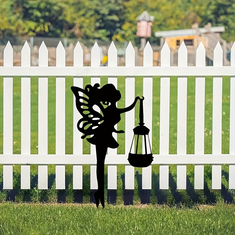 Décoration De Jardin En Métal Forgé - Silhouette D'arrosoir Avec Papillons - Piquet à Planter - Motif Bienvenue - Noir - 12