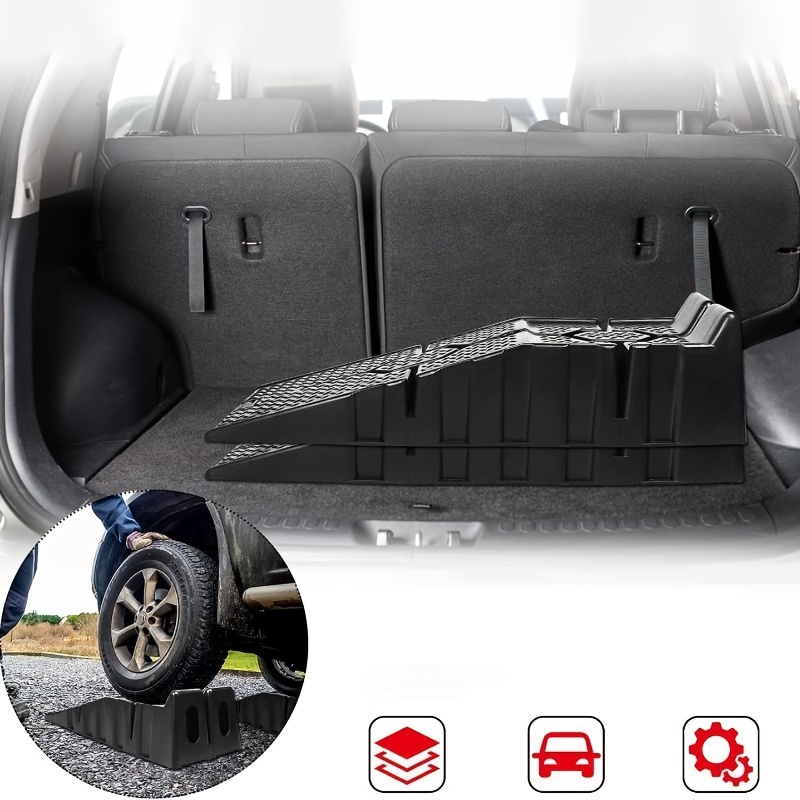 lot de 2 rampes de chargement larges en plastique robustes - de 2,5 , base renforcée, surface antidérapante - pour lentretien de la voiture/laccès au soubassement (90 x 33 x 22,5 cm/35,4 x 13 x 8,9 po, noir) Détails du produit 6