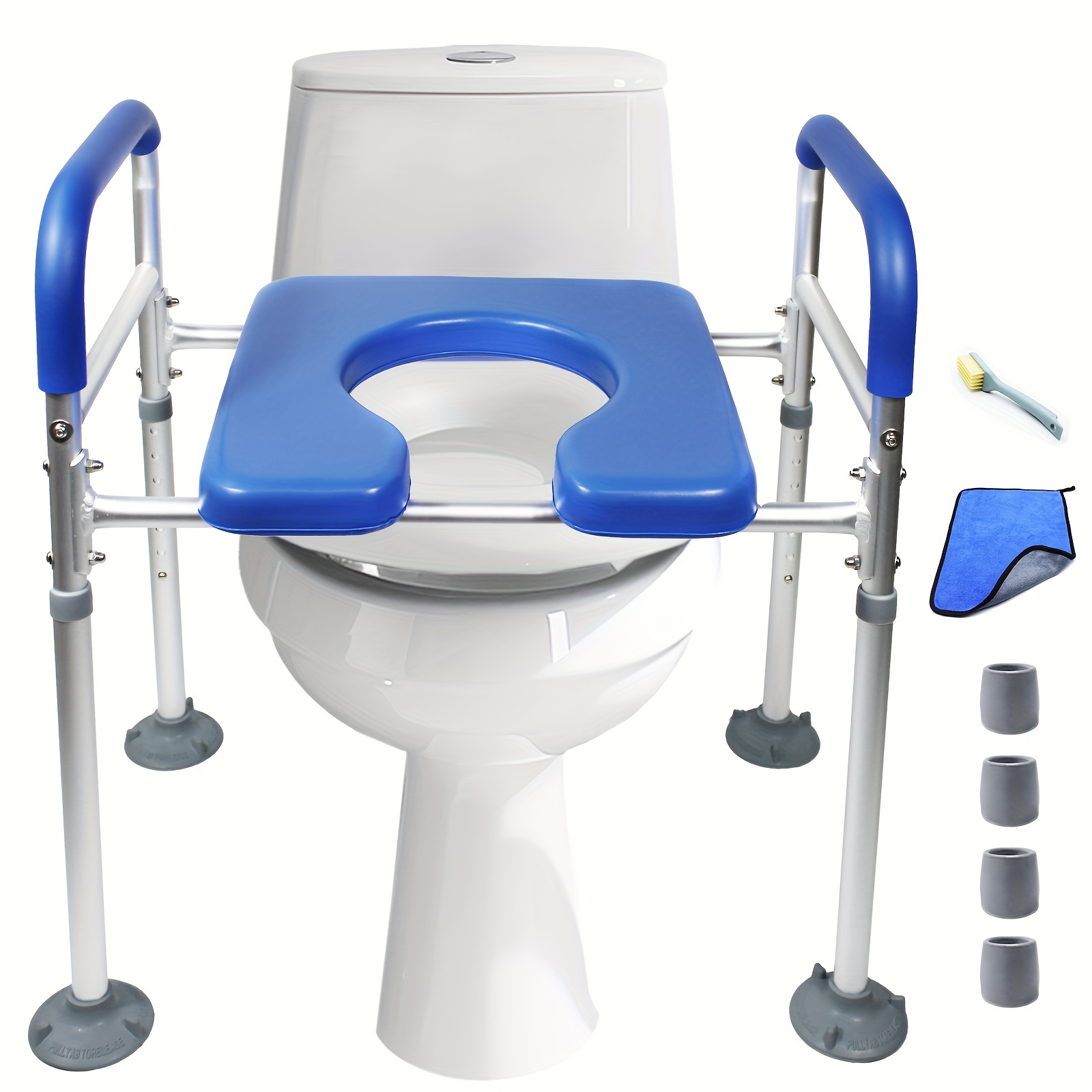 

Raised Toilet Seat With Handles, Wide Padded Toilet Seat Risers For Seniors & Handicap, Stand Alone Toilet Safety Chair, Elevated Toilet Riser, Support 450lbs