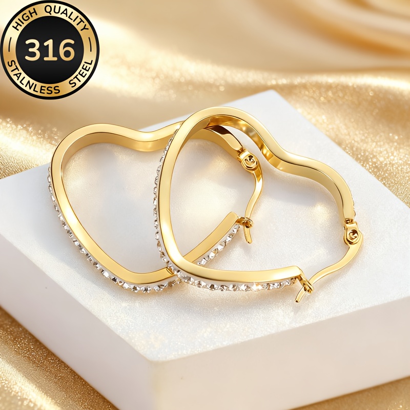 Image of High-quality Hypoallergenic Stainless -shaped Earrings Inlaid With Zirconia, 18k Gold-plated To Prevent Fading, Comfortable And Versatile, Easy Yet Elegant