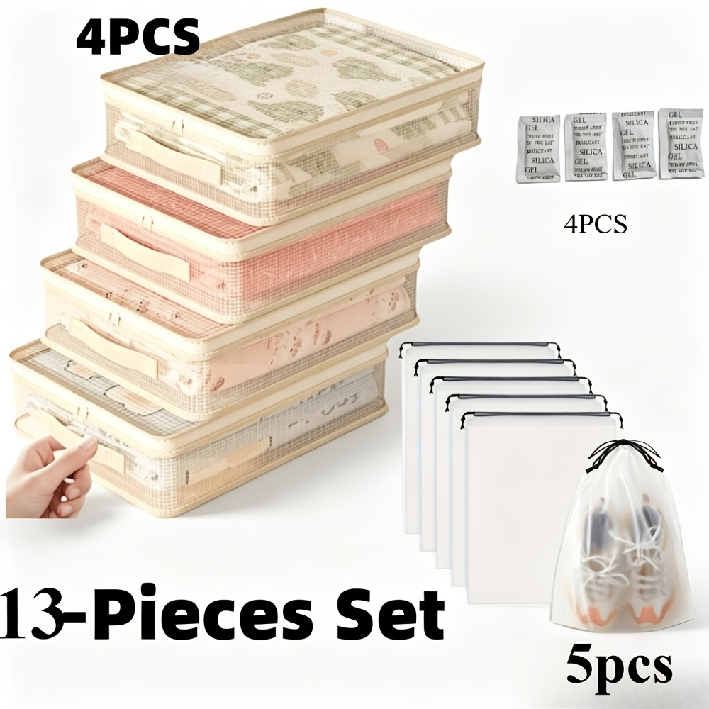 TEMU 13pcs Quilt Storage Bag Set, Clothing Storage Box, Suitable For Storage Needs, Used To Store Your Clothes, Bedding, Down Comforters, And Bed