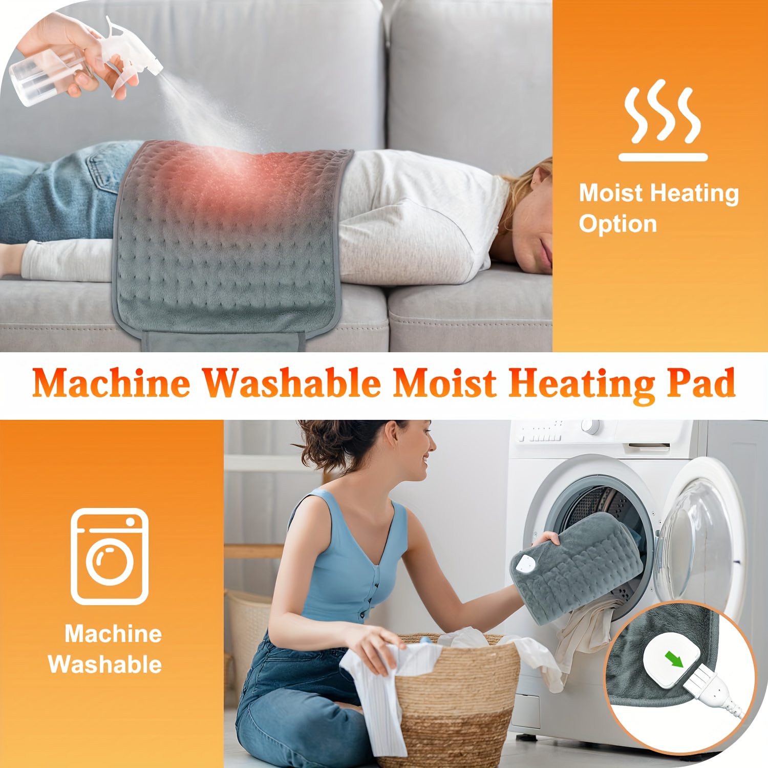 multifunctional heating pad for back, neck and shoulder: multiple heat settings with timer, adjustable strap design, machine washable fleece fabric,   protection and auto shutoff,   an everyday essential for anyone Product details 1