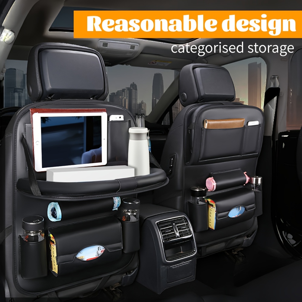 

1/2pcs Your With The All-ln-one Bag Storage Rear Seat Organizer - Lncluding Foldable Table Tray, Floor Mat, Box, Cup Holder, Umbrella Holder, Laptop Table And Car Tray!