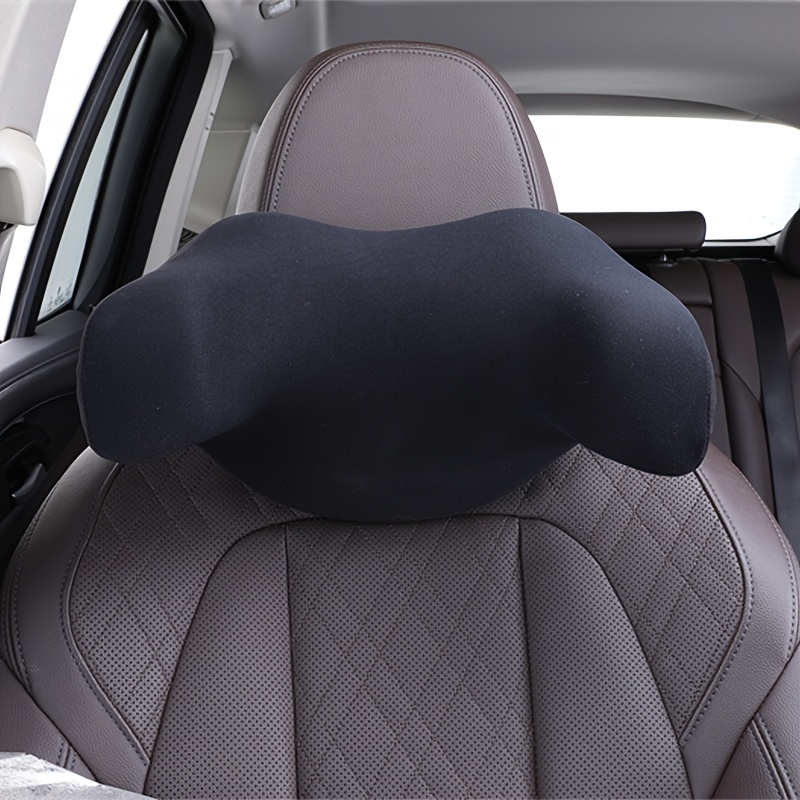 TEMU 1pc Elegant Gray Memory Foam Car Headrest - Comfortable U-shaped Neck Support Pillow With Adjustable Strap, For Office, Home & Long Drives, Car Headrest Pillow