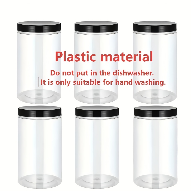 6pcs 600ml/20oz Plastic Airtight Storage Jars with Gasket, Strong Seal, Plastic Mason Jars for Kitchen Use, Suitable for Dried Fruits, Honey, Nuts, Kitchen, and Home Organization