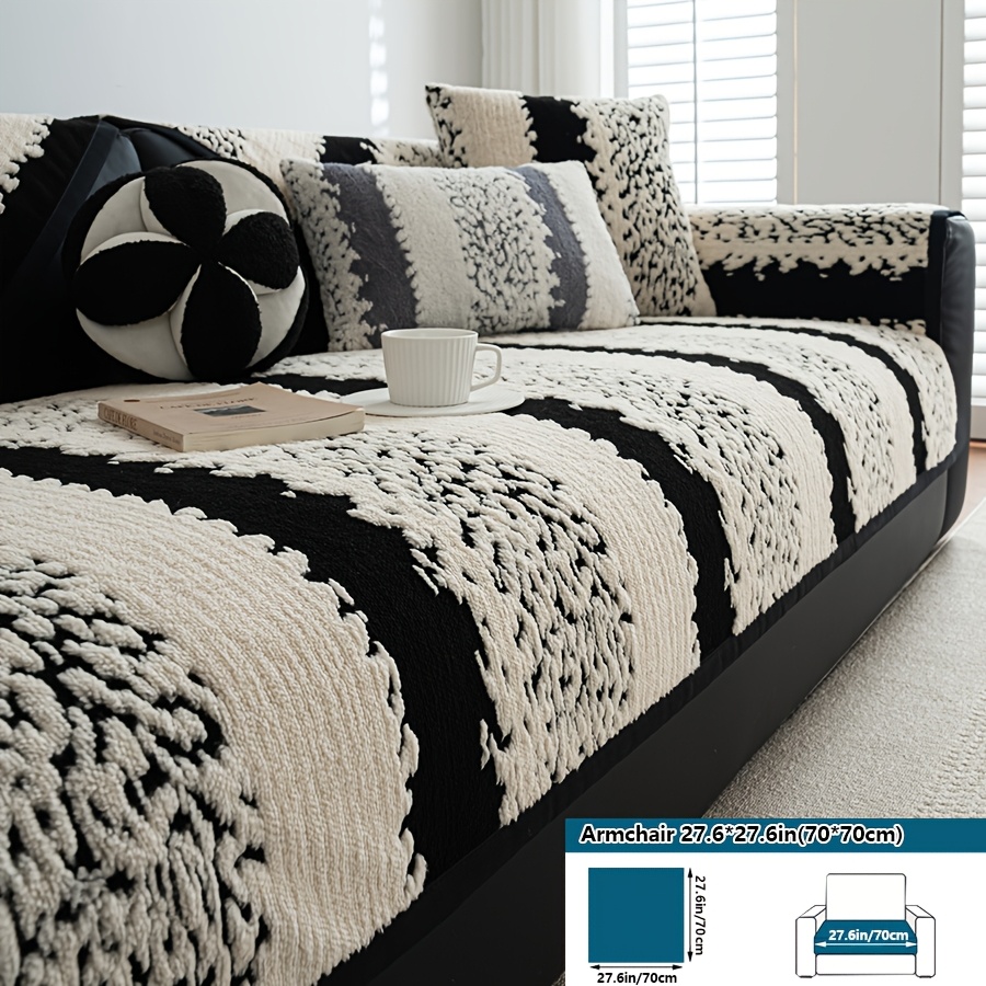 TEMU New Plush Thick Sofa Cover For 1pc, Warm And Soft For Winter, Non-slip Design , Furniture Protection Mat, Home Decor For Bedroom, Office, And