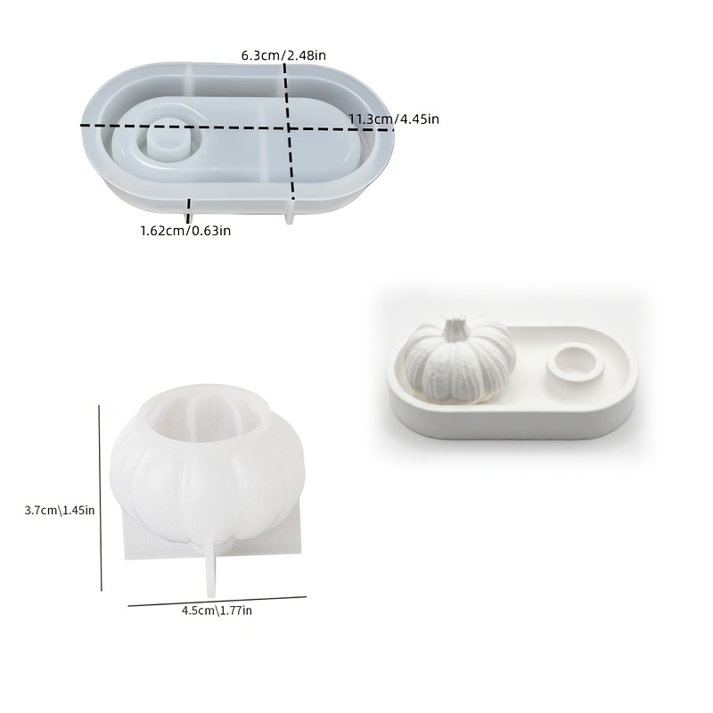 TEMU 2pcs Resin Silicone Mold Autumn Pumpkin Decorative Tray Candle Holder Silicone Mold Set Home Desktop Autumn Atmosphere Decorations Holiday Gifts