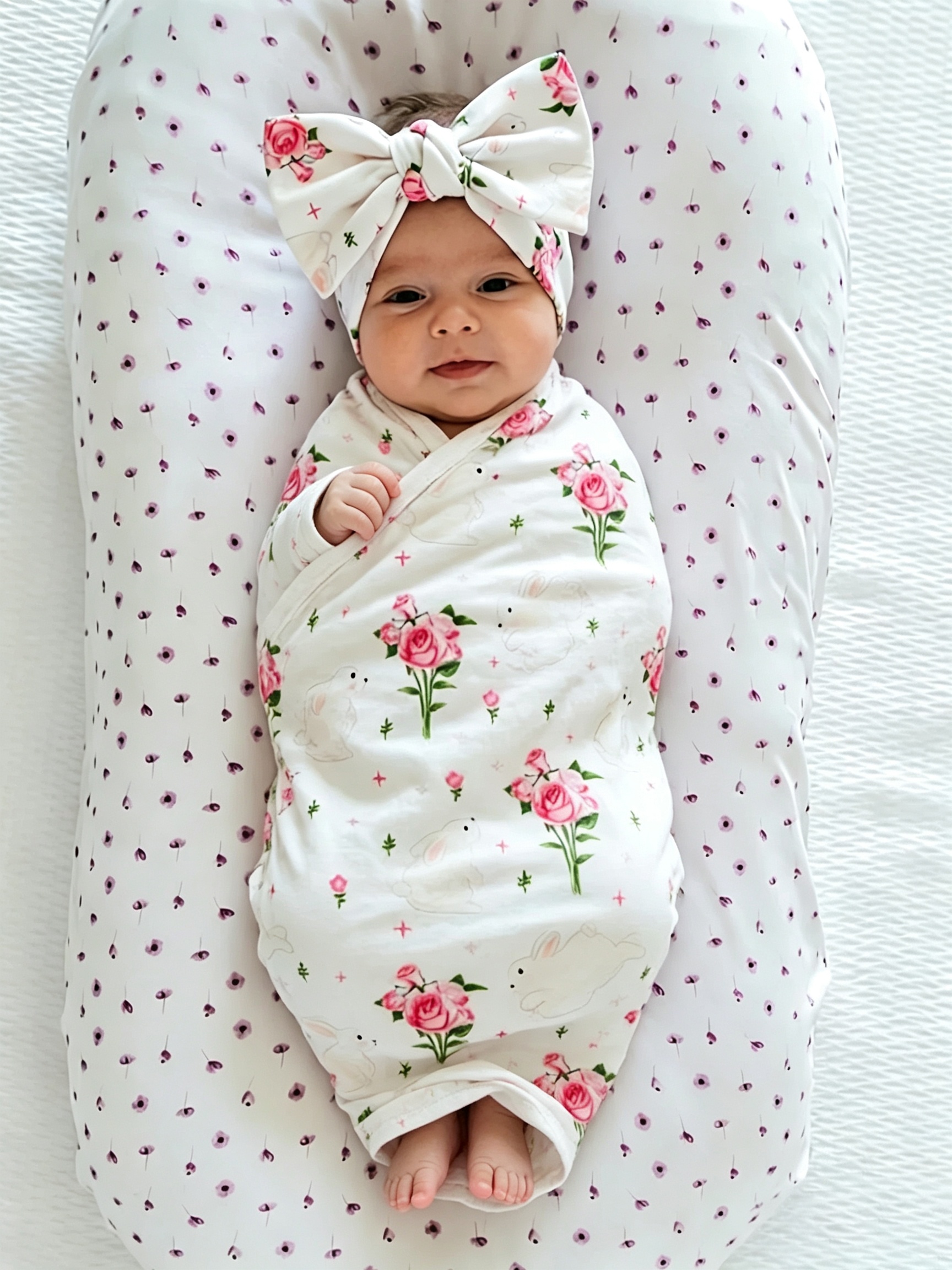 Newborn Knitted Photography Blanket Set with Headband