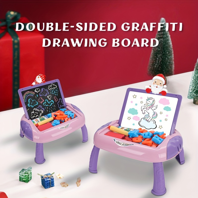 

1pc Kids Drawing , Double Drawing Table, Erasable , Parent- Interactive Educational , , (purple) Christmas Halloween