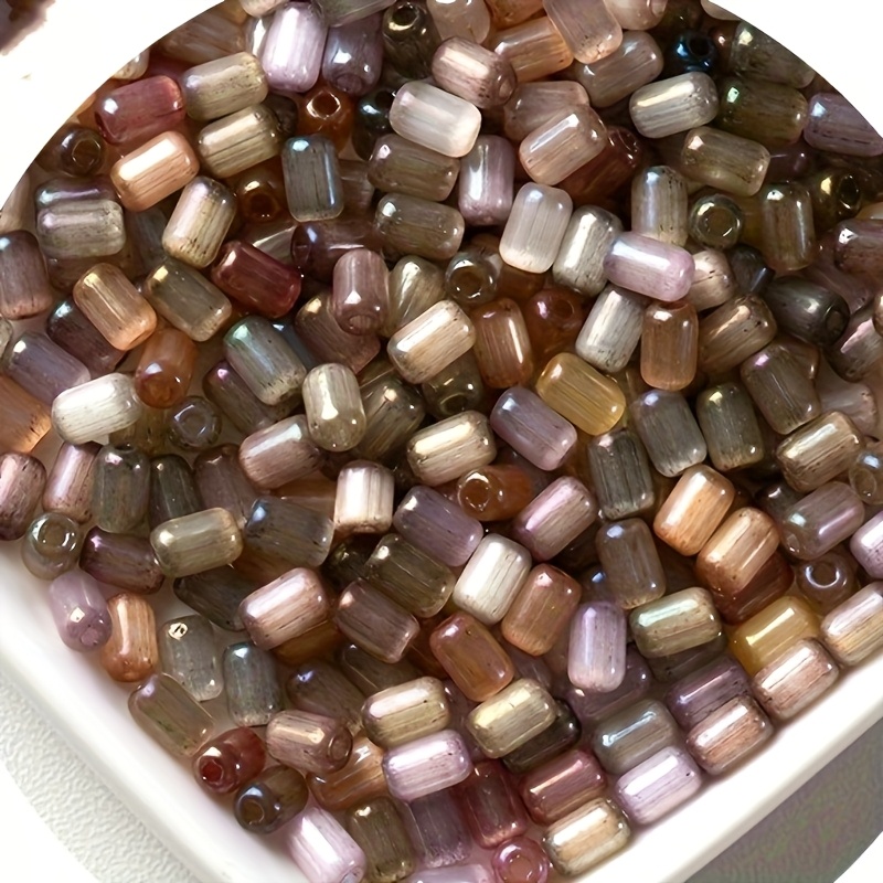 Image of 101pcs Iridescent Cat Eye Date-shaped Glass Beads 4x6mm | Glossy End, Jewelry Making Supplies For Bracelets, Necklaces, Earrings