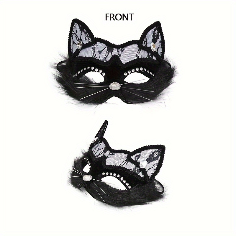 [1pc Punk Cat Mask] Exotic Animal Cat Mask, PVC Material, Embossed, Non-Stretch, Decorative Face Covering, with Hand Wash or Dry Clean for Parties, Halloween, Costume Events, Cosplay Accessory for Adults details 1