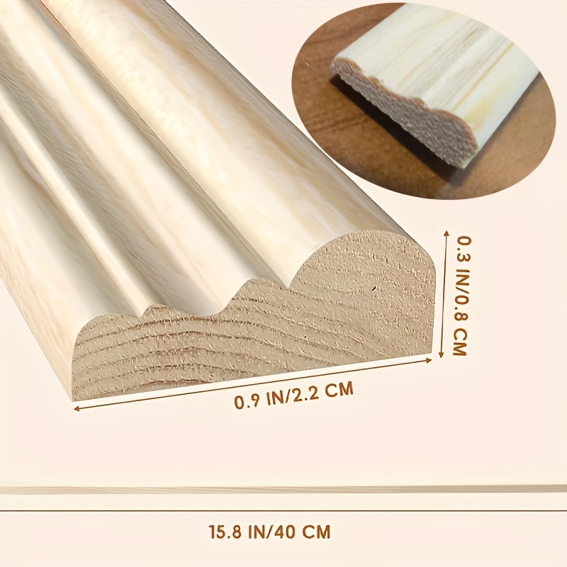 Image of 10pcs Wall Molding Trim, Split Wood Slats Mouldings Unfinished Fluted Wooden Trim Molding Decorative For Diy Door, Wall, Table, Cabinet