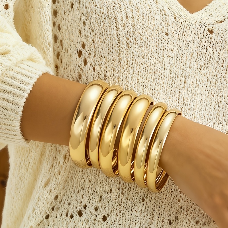 6pcs Retro Punk-Style Stacked Band Bracelet Set for Women