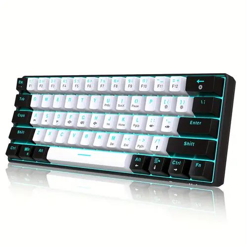 60 wired mechanical gaming keyboard mini small size convenient to carry 61 key thin film mechanical keyboard brown switches suitable for pc typists travel keyboards can only be wired for use black and switches
