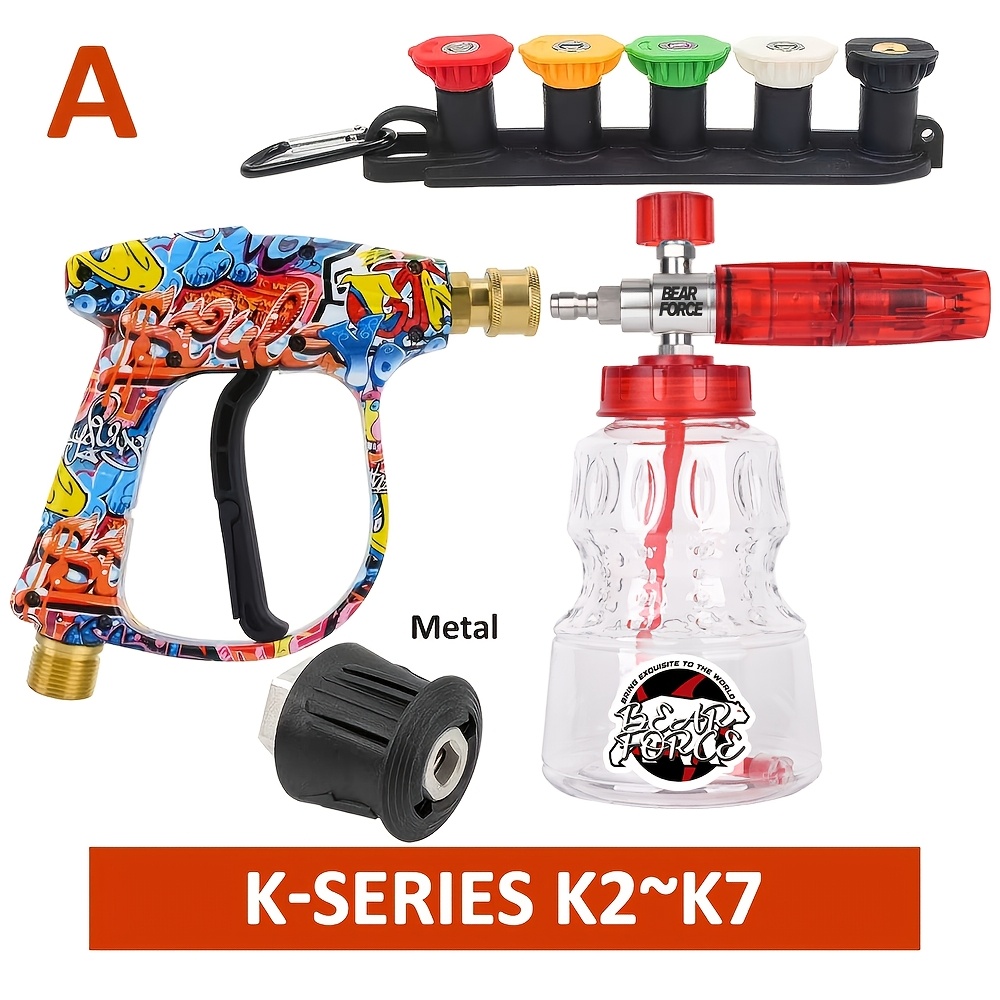 Image of Bear Force Pressure Washer Gun & Foam Cannon Snow Foam Lance Psi/ 210 Bar With 1/4" Quick Connector & Snow Foam Lance Set, Compatible -series, For B*sch, For Lavor For / Bort Ryobi Pressure Washer