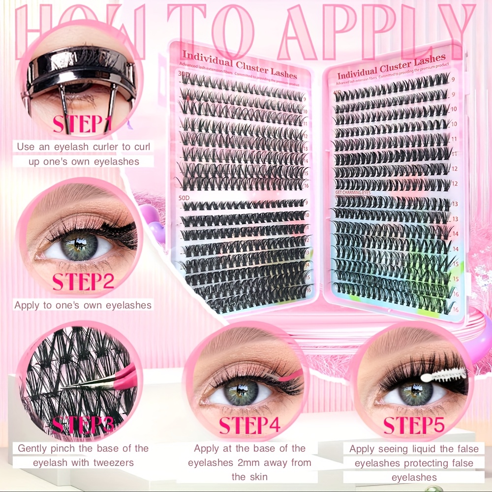 200 640pcs diy eyelash extension kit featuring individual lashes clusters with of 9 16mm lengths in 30d 40d and 50d this kit cluster lash seal and applicator making it a stunning gift set Product details 2