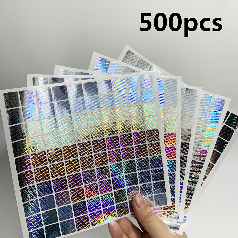 Image of 200pcs/500pcs Security Tamper Original Laser Hologram Stickers, 15x15mm Silvery Packaging Seal Label Sticker For Box, Envelopes, Certificates, Cards, Bags