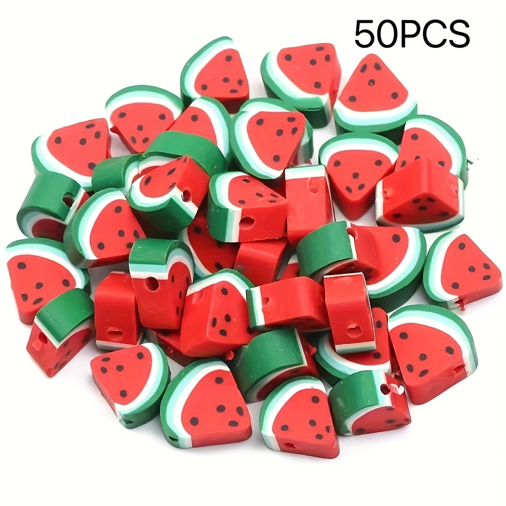 

55/105pcs Watermelon Clay Beads, Plastic Making Supplies For Bracelets And Necklaces Crafting Accessories