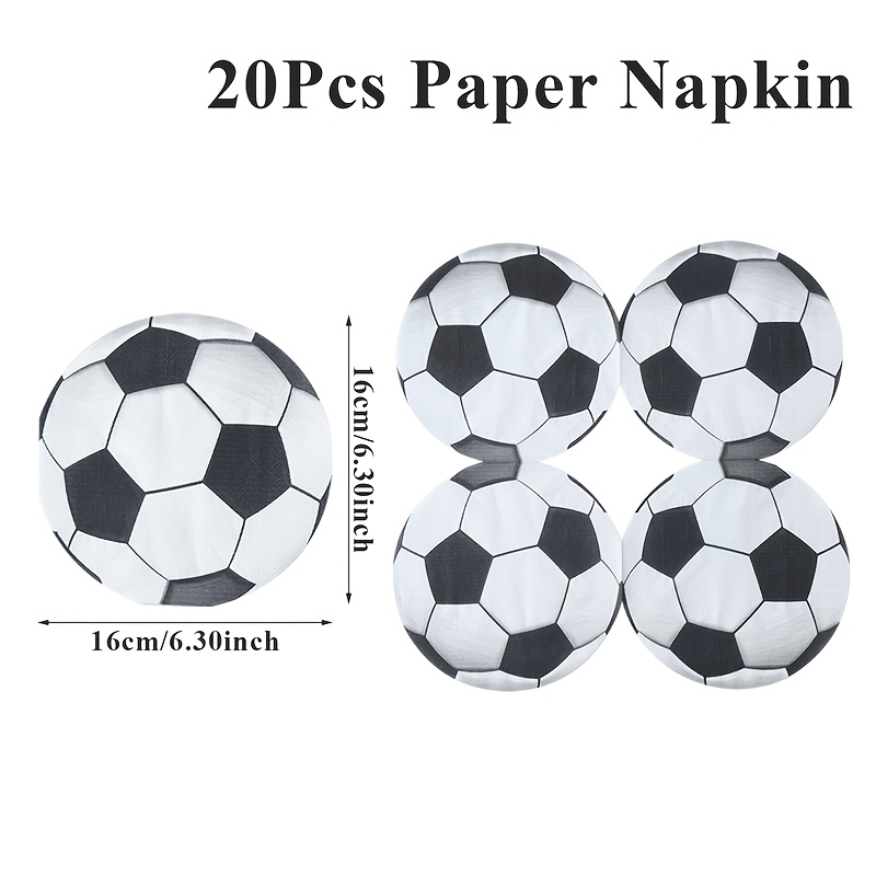 E-shop 20 Stück Servietten, Fußball Motiv Papier Servietten, Fußballmuster Runde Servietten, Einweg Papier Geschirr, Fußball Party Deko für Zuhause,