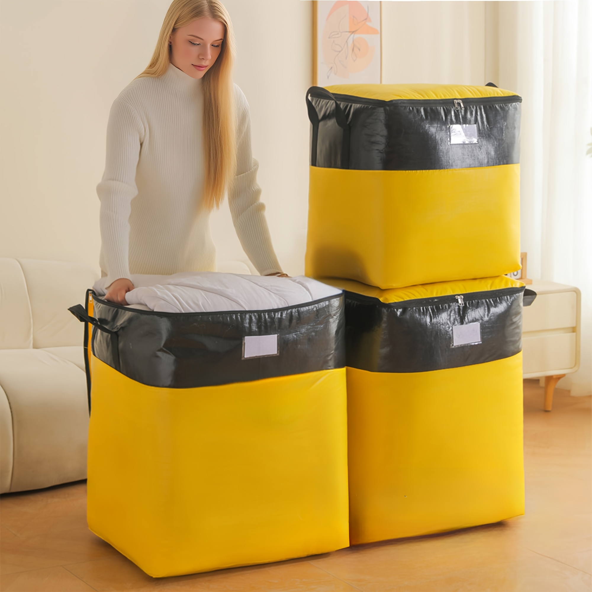 2/4pcs Thickened Super Large Capacity Moving Packing Bags, Logistics Transfer Bag, Express Storage Luggage Bag, Waterproof Bag, Strong Load-bearing Design, Suitable for Moving, Traveling, Storing Clothes, Bedding, Household Items, Storage Bag