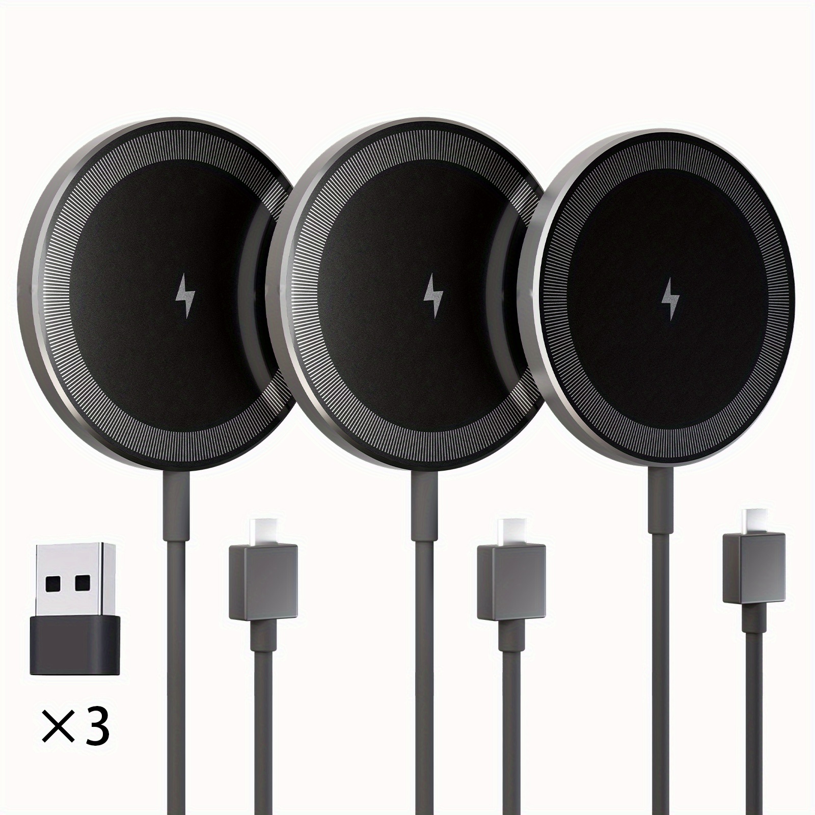 TEMU 2/3-pack Portable Wireless Charger, Fast Charging Pad For Iphone Duo 18/17/16/15/14/13/12/11/x/pro Max/pro/plus, For Airpods 4 3 2 And Multiple