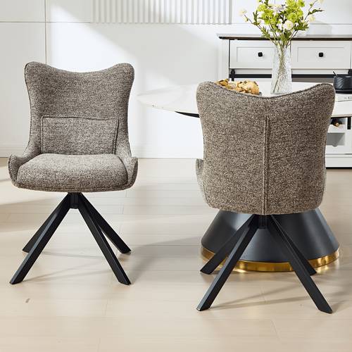 set of 2 chenille swivel kitchen chairs with backrest and lumbar support armless upholstered side chairs for the dining area