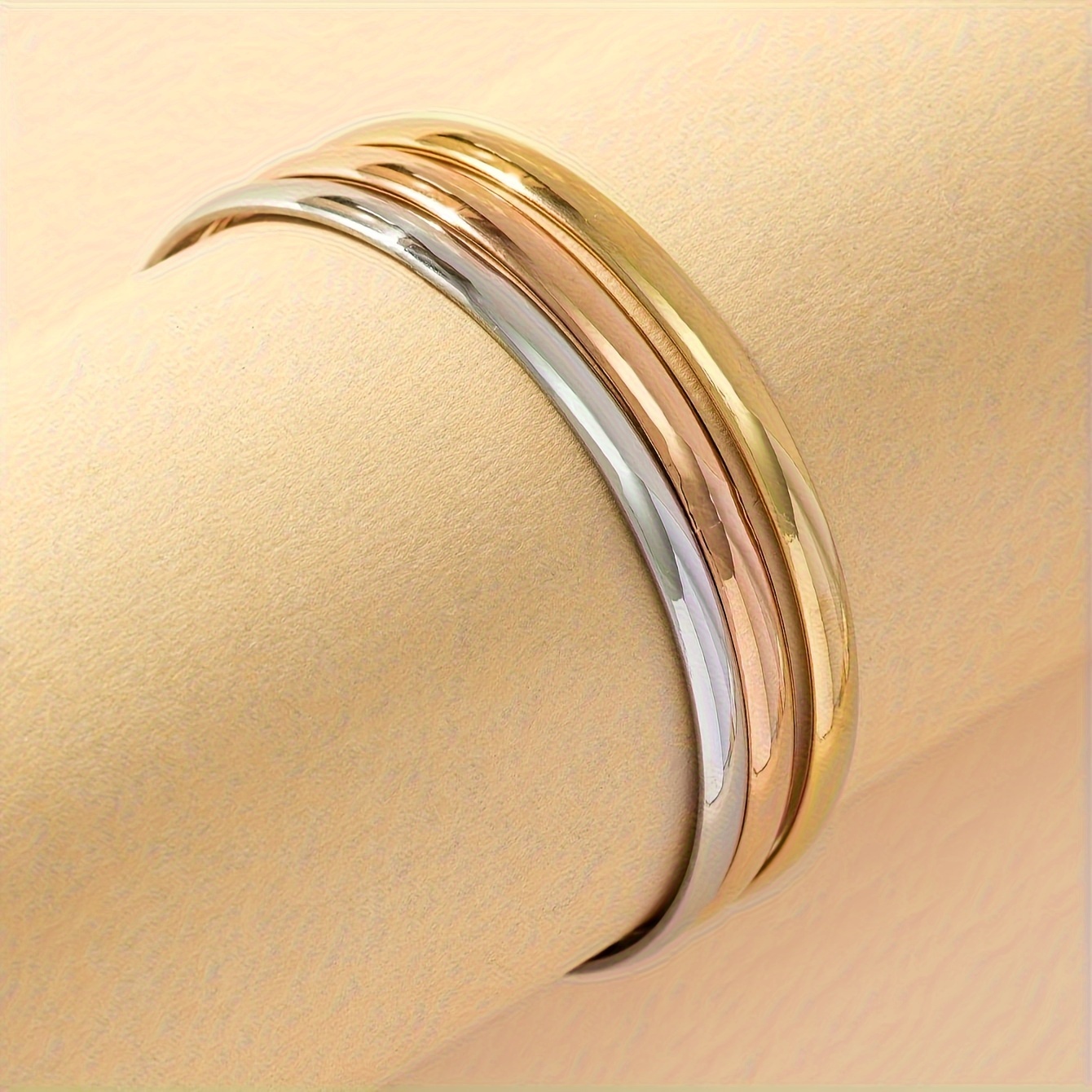 

3pcs Stainless Steel Bangle Set, Simple & Vintage Style, Multi-colored, Elegant Jewelry For Women, With Daily & Gift