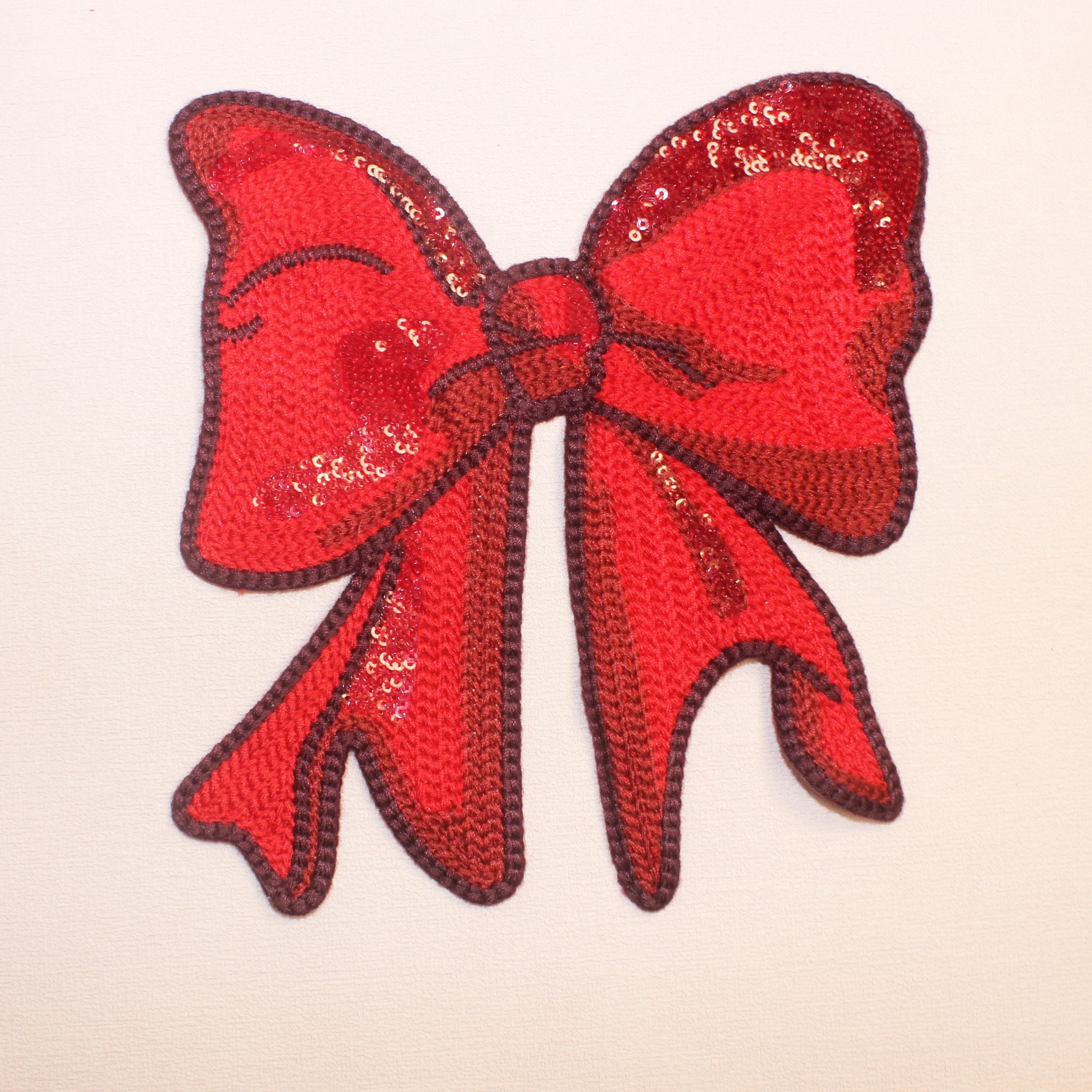 

1 Large Sparkling Red Bow Patch, Glittery Sequin Detail, Hand- - Ideal For Clothing, Bags & Accessories Decoration, Sewing Accessories