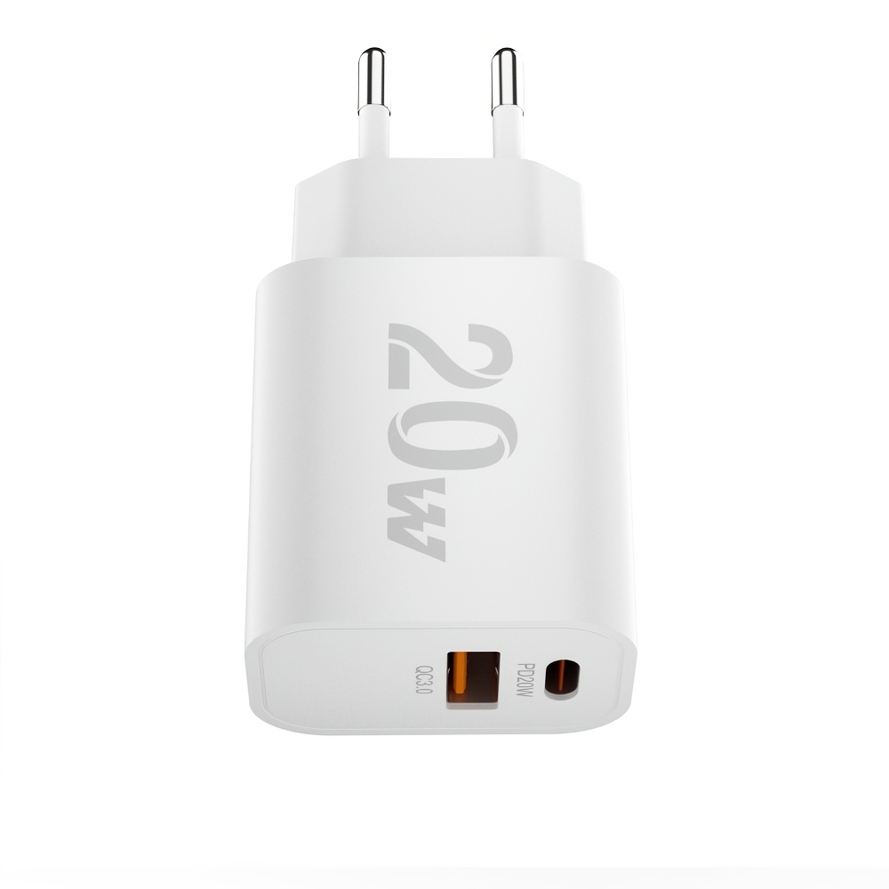 Image of 20w Usb&type C Charger Dual Port Pd Qc 3.0 Phone Charging Plug Wall Adapter, Compatible With Iphone 17/16/15/14/13 Series, , Pixel, Ipad