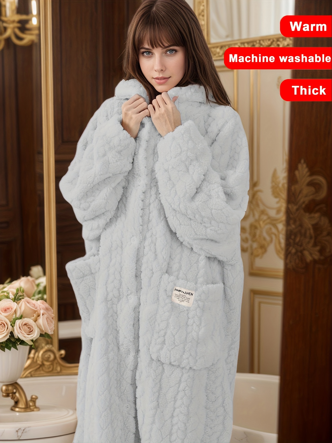 thick winter dressing gown Loose Long Thick Bath Robe Hooded Winter Thick Women Bathrobe Plush Fleece  Warm Comfortable Sleepwear for Female Dressing Gown