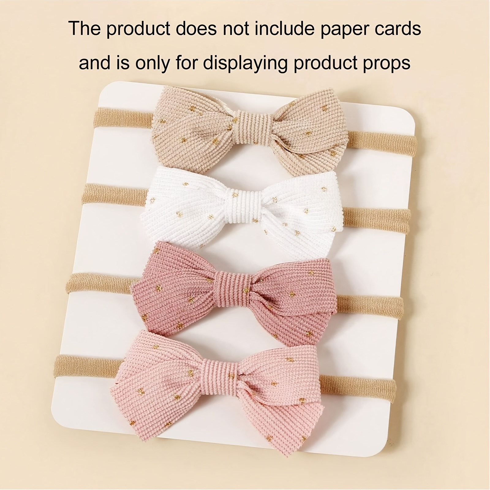 TEMU 4pcs Golden Dot Small Bow Headband Sweet Cute Headband Soft Comfortable High Elasticity Nylon Hairband