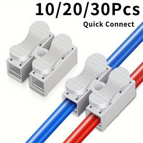 30pcs quick connect wire cable connector industrial electrical docking terminals 2 pin push spring clamp white steel contact material