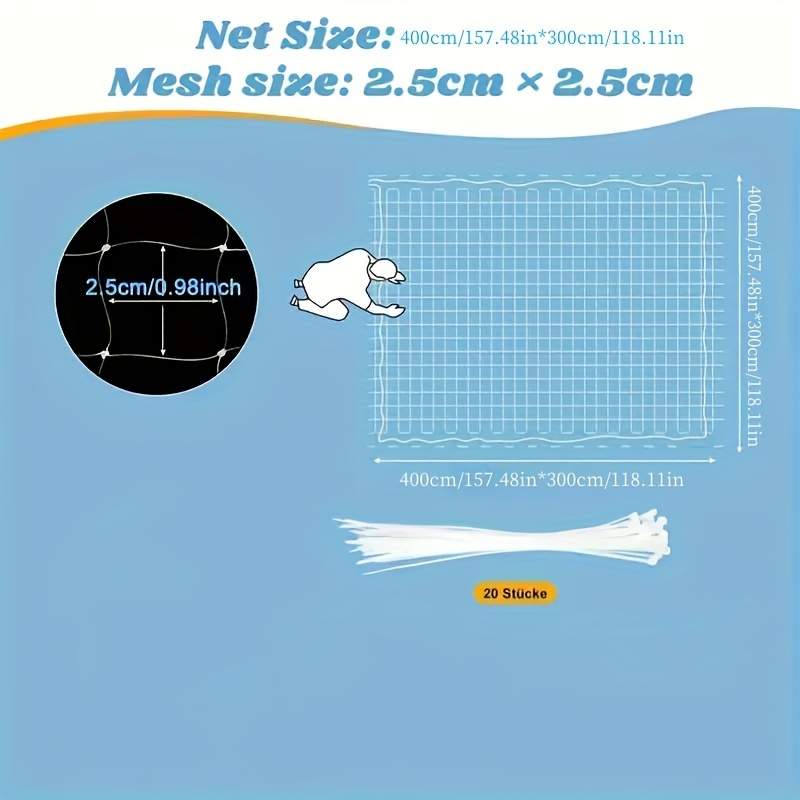 Image of Outdoor Vegetable And Fruit Balcony Transparent Mesh Cat Pen Balcony Net With Fixed Plastic , White Cat Net, Net For Balcony, Cat Net For Windows, Balcony, Indoor And Outdoor Use