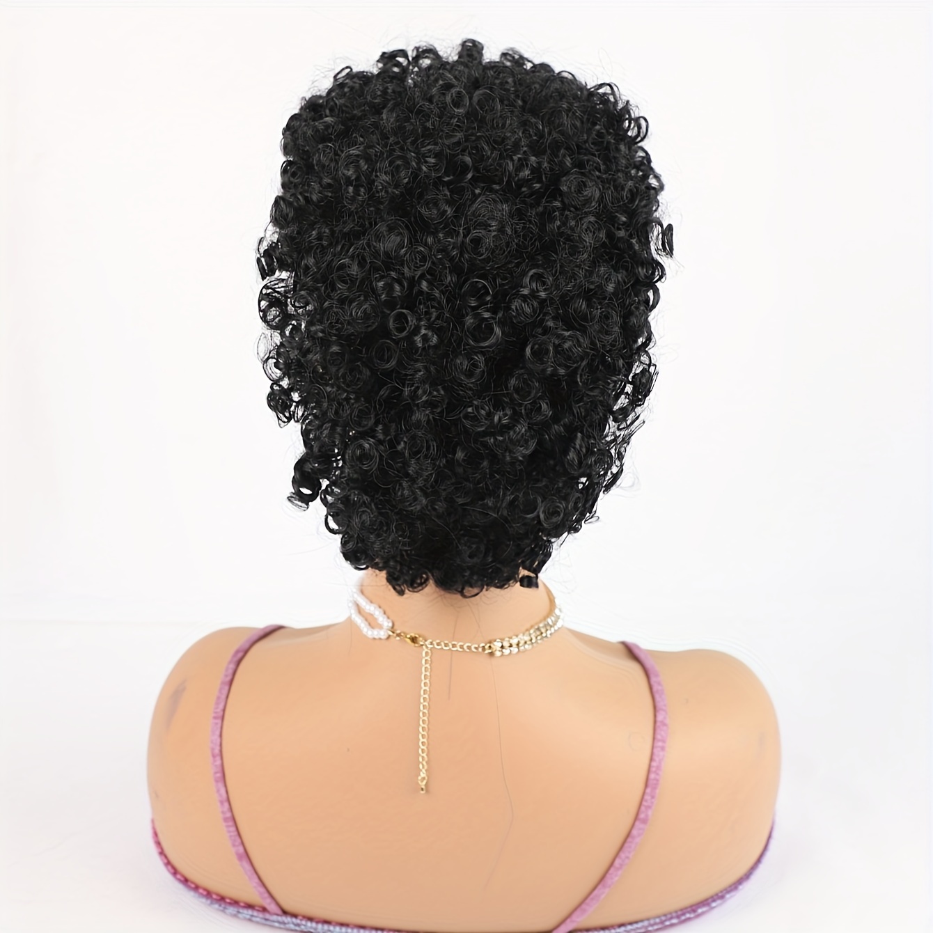 afro high puff hair bun ponytail drawstring with bangs synthetic   curly mohawk   fauxhawks pony tail clip in on ponytails for women hair extensions with six clips details 7