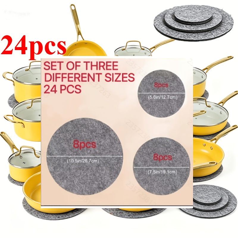 TEMU 24pcs Set Heat-resistant And Scratch-resistant Mats, 3 Sizes, Complete Protection For Kitchenware, Cookware And Tableware - Non-slip Kitchen