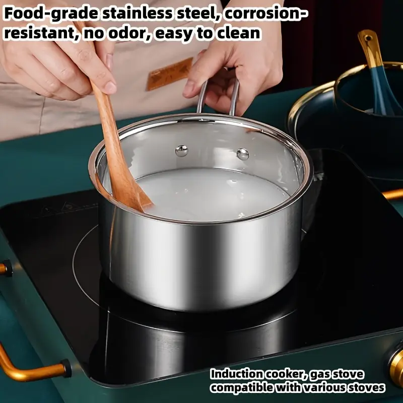 Набор посуды из нержавеющей стали 6 шт. 6pcs stainless steel cookware set легко очищается 3 кастрюли крышки для супа молока необходимые предметы идеальный подарок комплект детали 5